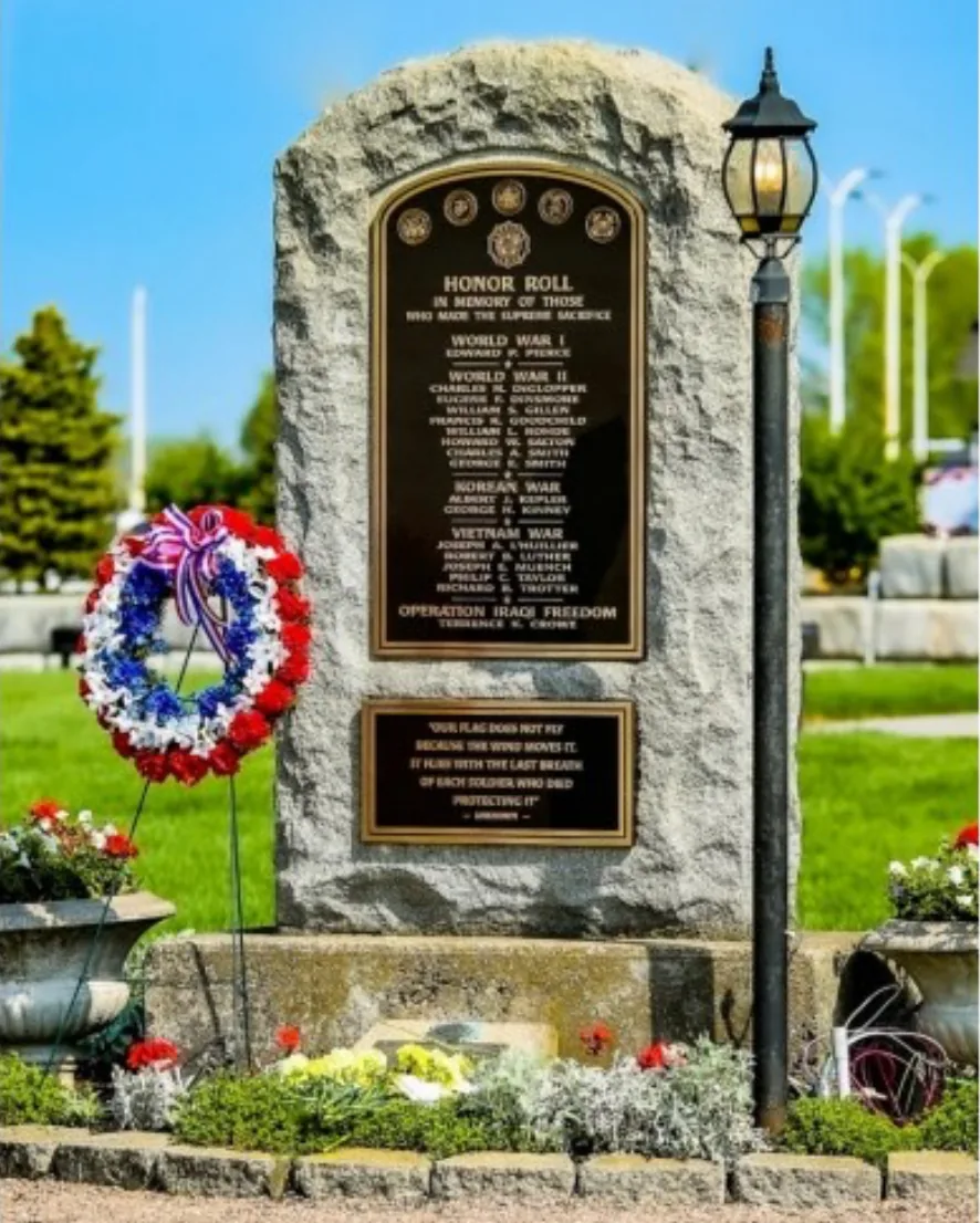 Honor Roll memorial stone at the DeGlopper Memorial
