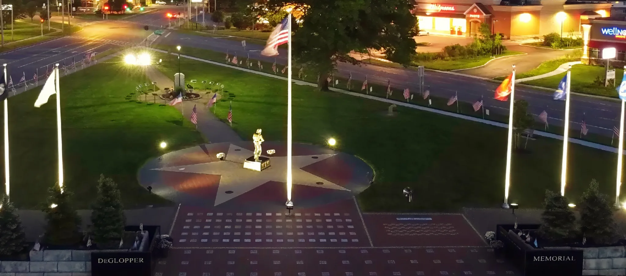 DeGlopper Memorial at dusk on Grand Island, New York